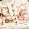PET Sticker Book Coffee Fashion Girl Studying Daily Life Scene Notebook Sticker Book Creative DIY Greeting Card Cup Decoration