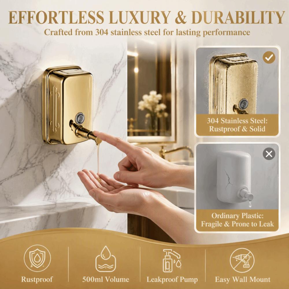 Stainless Steel Soap Dispenser Gold Liquid Soap Dispenser Manual Soap Dispenser Space Saving