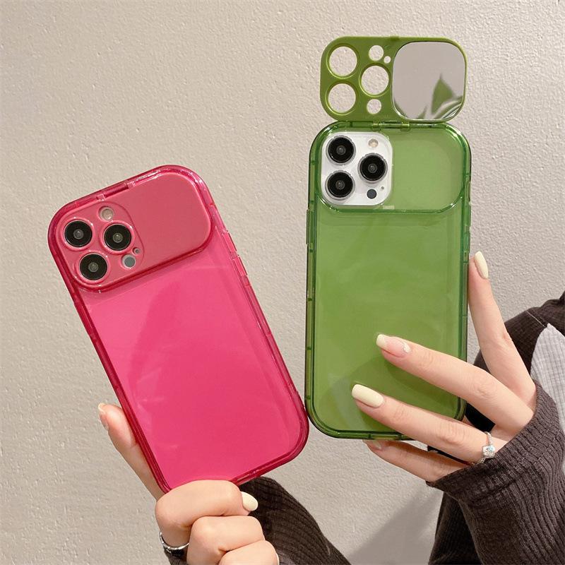 Simple ins transparent makeup mirror is suitable for Apple 14ProMax mobile phone case 15plu soft case 13 Europe, America and 12 new models