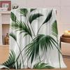 1pc Bohemian Tropical Palm Leaf Blanket - Quilted Bedspread with Green & Palm Print, Soft Breathable Polyester Suitable for