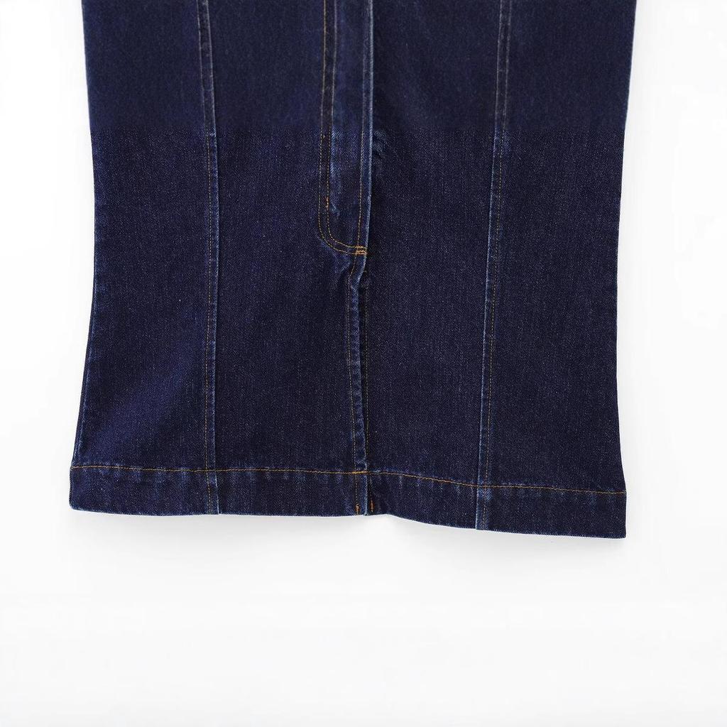 2025 Spring Women's European & American Style Fashion Slim Round Neck Denim Sleeveless Vest