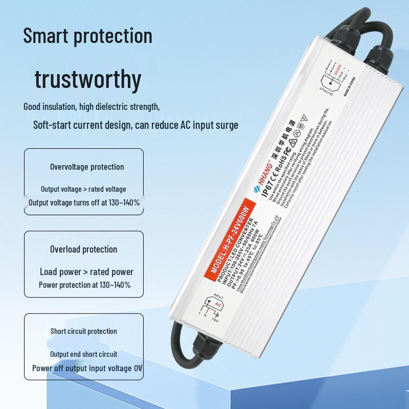 Waterproof Constant Voltage Power Supply with PFC 0.98, AC90-265V Outdoor Use