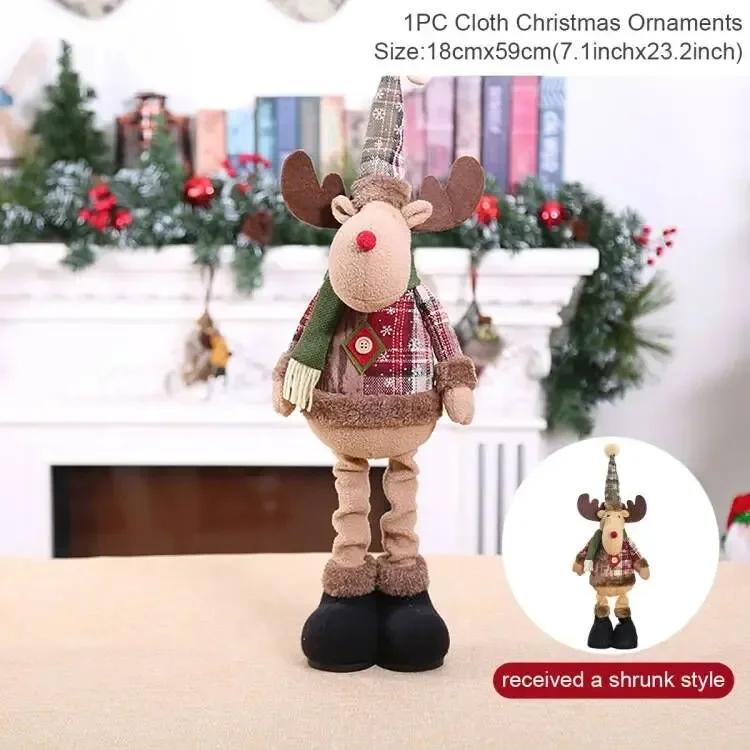 

Non-Toxic Christmas Ornament Retractable Snowman Reindeer Santa Plaid Standing Home Decor Doll Gift For Kids New Year Decorations&&
