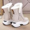 Fashion Wedge Shoes Leather Snow Boots  Winter Boots Warm Women's Shoes Mid-Calf Ladies Platform Booties