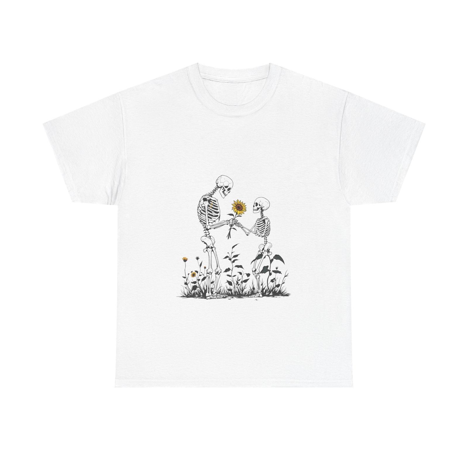 Plants Not People T-Shirt Cute Skeletons Giving Sunflower Funny Whimsical Tee L