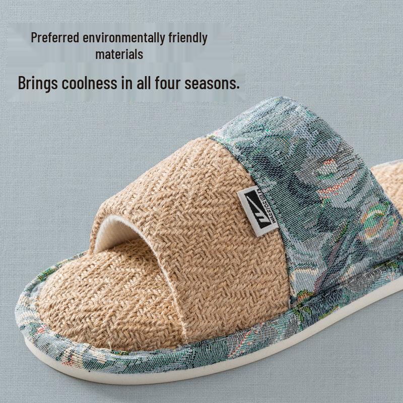 Warrior Women's Linen & Rattan Mat House Slippers