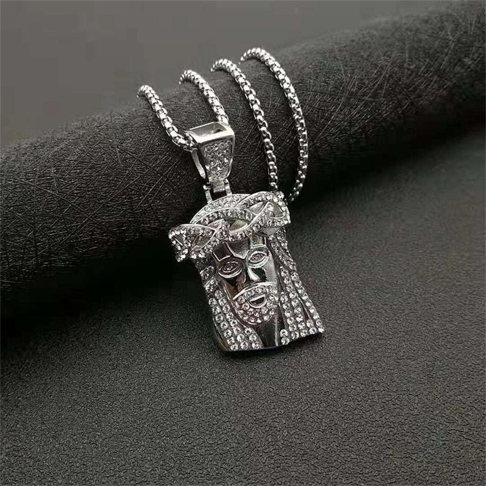 

Iced Stainless 316L Titanium Steel Bling Jesus Pendant Necklaces for Men Women No Fade Punk Rock Hip Hop Jewelry 60cm