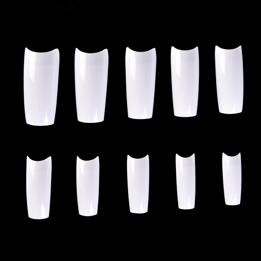 kads 500pcs 10 Sizes Long Square Half Cover False Nail Tips No-Crease Clear Nature White Nail Art Tools Fake Nails Manicure