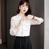 2025 Autumn Floral Long Sleeve Bowknot Chiffon Shirt - Slimming & Tummy Covering