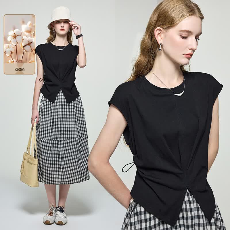Women s French Minimalist Sleeveless T-Shirt L