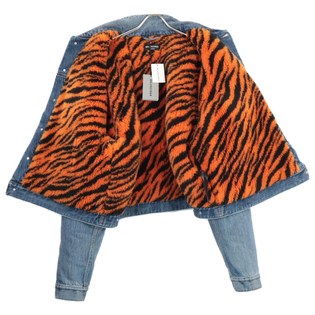 BALENCIAGA Domestic regular 657603 TJW73 Tiger Boa Distressed Denim Jacket 42 blueUsed