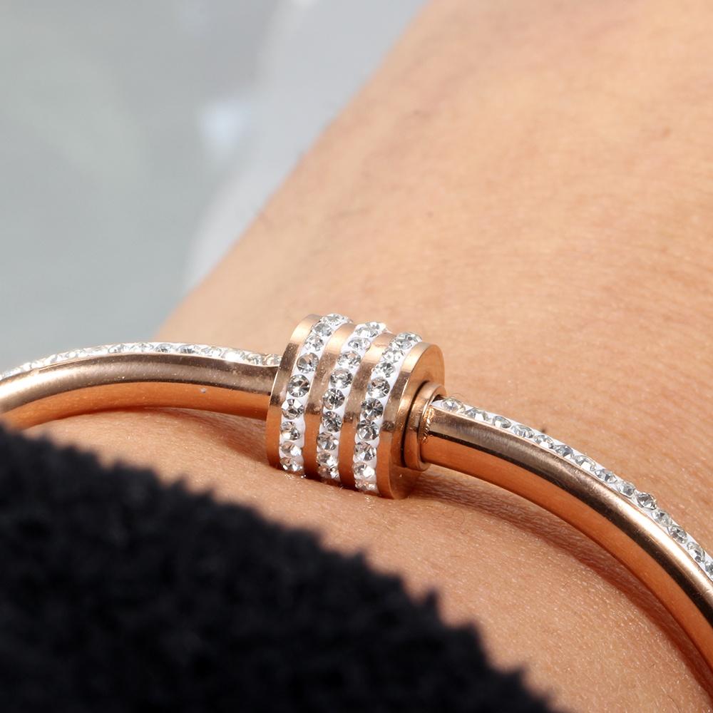 Crystal Beaded Bracelet Bangles For Women Fashion Jewelry Stainless Steel