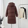 Autumn Winter Thick Warm Medium Long Coat Women Loose Solid Color Hooded Jacket Parkas Zipper Outwear S-XL