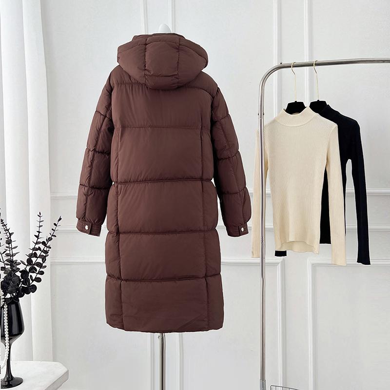 Autumn Winter Thick Warm Medium Long Coat Women Loose Solid Color Hooded Jacket Parkas Zipper Outwear S-XL