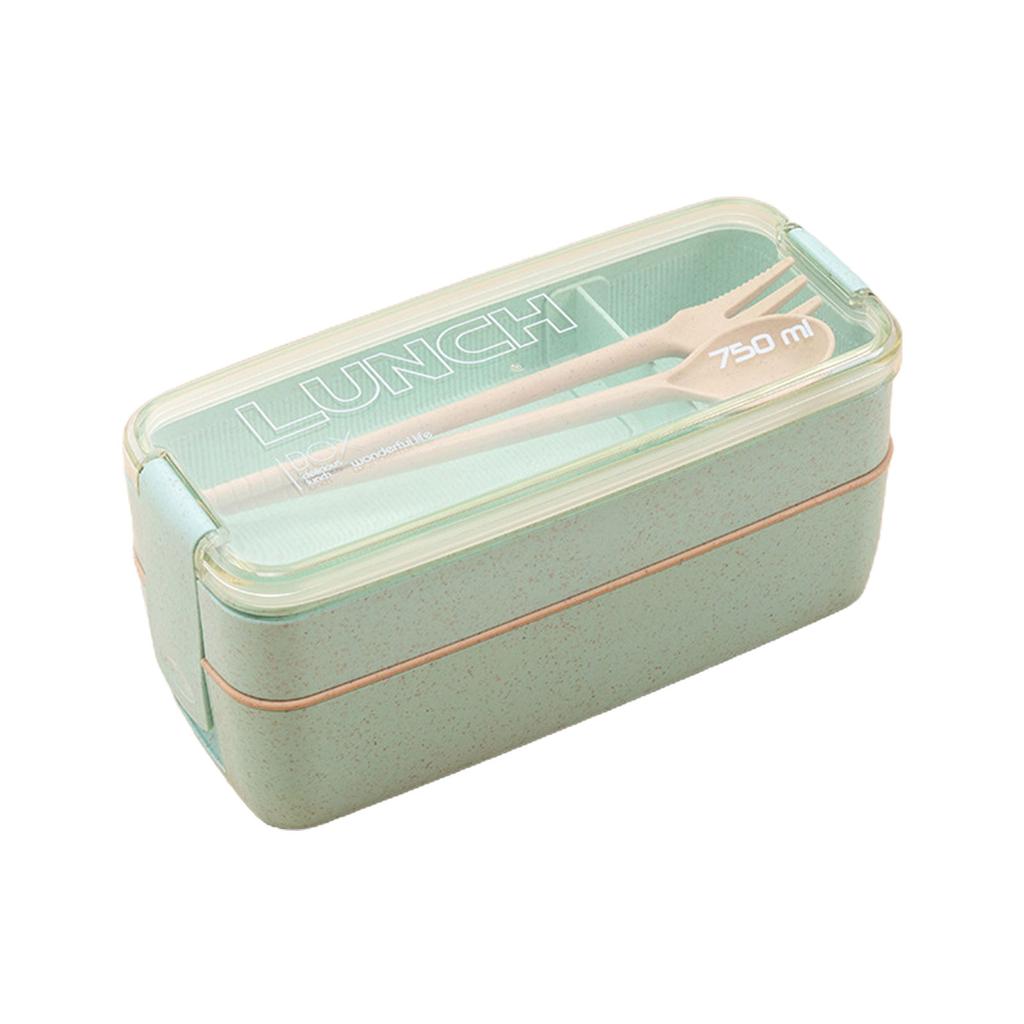 Doppelschichtige Bento-Box Mahlzeitvorbereitungsbehälter Auslaufsichere Lunchbox Studenten Lunchbehälter Mikrowellen- & Spülmaschinenfest