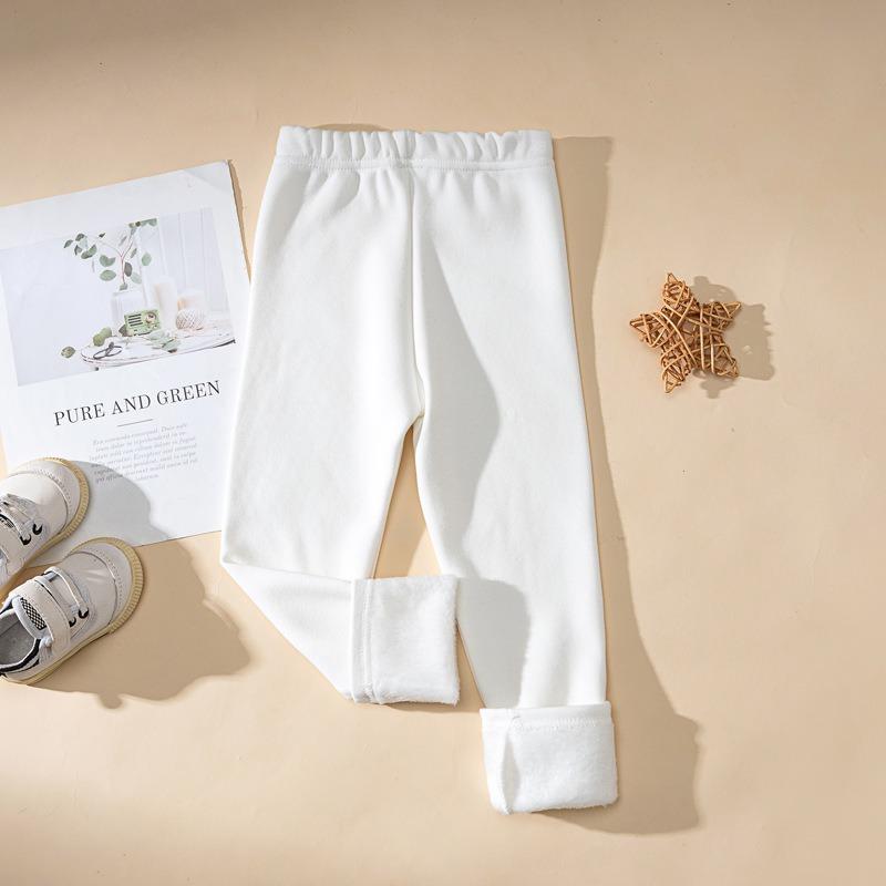 Winter Girls' Long Trousers Thickened Fleece-lined Tight-fitting Elastic and Slim-fitting Candy-colored Keep Your Princess Cozy