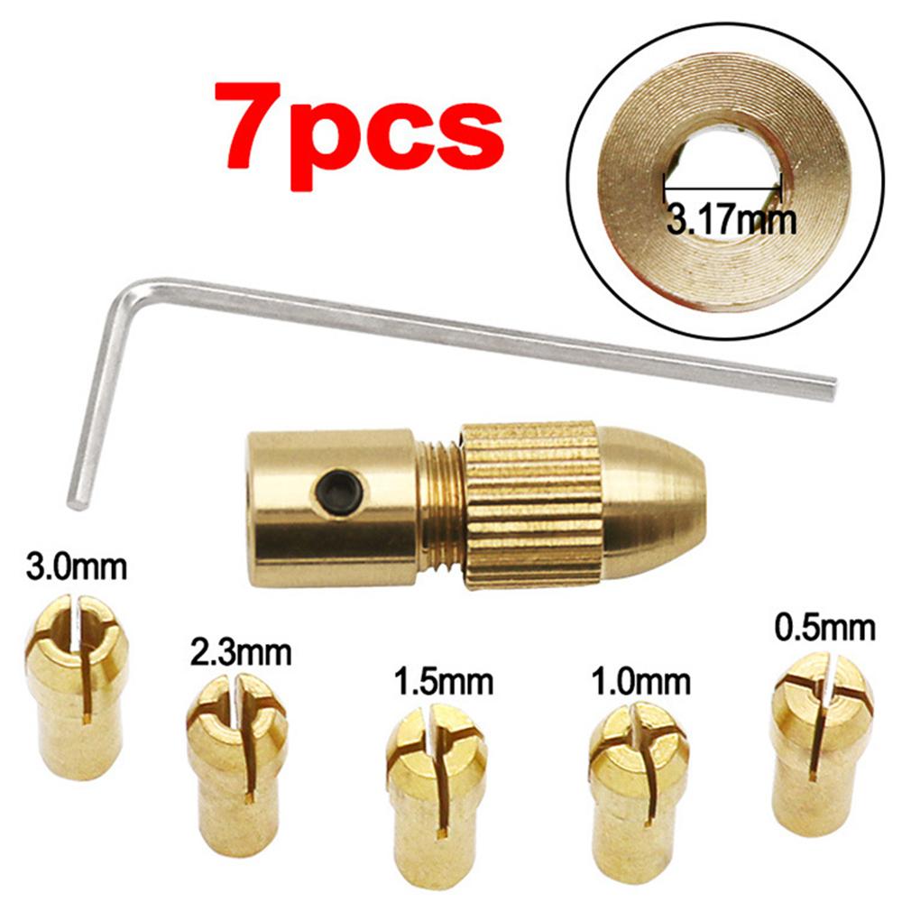 Ensemble de 7 pièces 2,35-5,05 mm Mandrins à Pince en Laiton Mini Mandrins Pour Arbre de Moteur Électrique Outils pour Forets Mandrin Métallique Adaptateur
