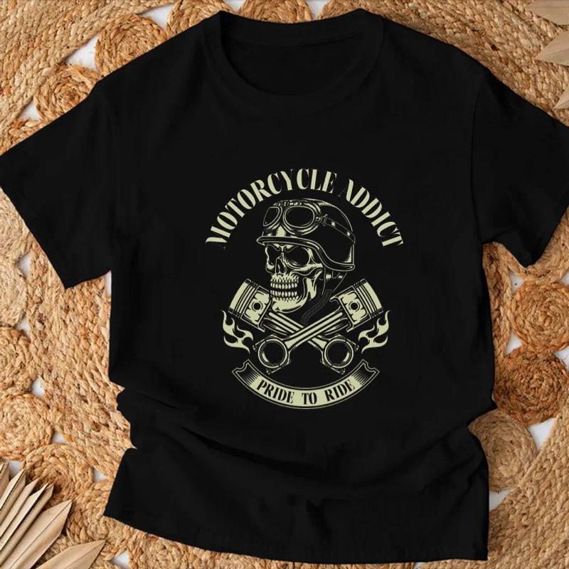 Motorcycle Addict Biker Chopper Bobber Motard Motorrad Summer Short Sleeve Plus Size Print Men T-Shirt Summer  T Shirt