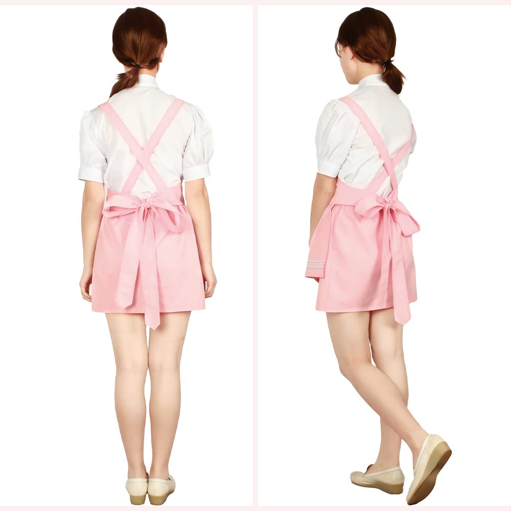 NOOLOR Anmira Uniform Waitress Maid Outfit Set Cosplay Costume (Size M, Pink)