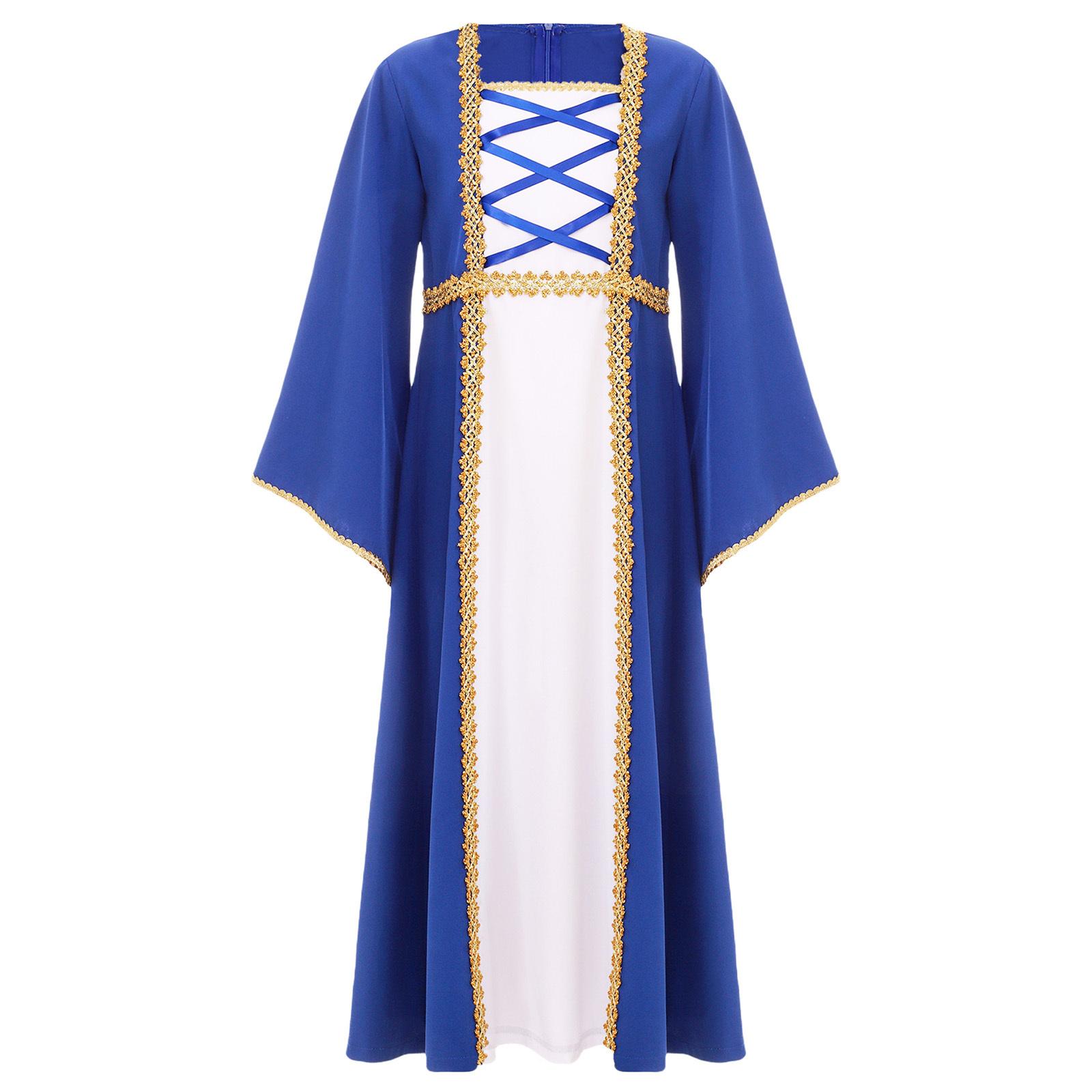 

Girls Medieval Dress Renaissance Princess for Kids Halloween Outfit Costume 5-6 Years королівський синій колір