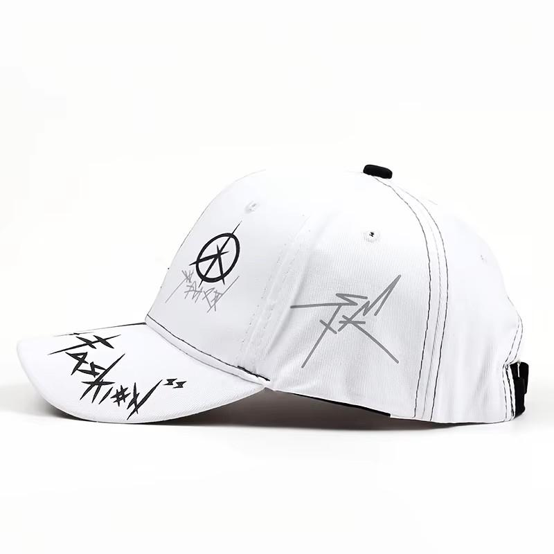 Baseballová čepice, klobouk s písmeny, vzorovaný tisk, jaro, léto, podzim, punk, hip hop, rock, nastavitelná, unisex, muži, ženy, venkovní, volnočasové, bavlněné
