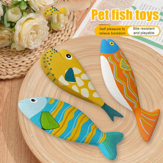 Ocean Fish Cat Toy Fabric Colorful Saury Cat Chew Toy Soft Stuffed Fish Kitten Kicker Teething Toy for Indoor Cats Boredom Relief