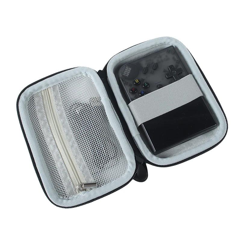 Hard Carrying Case Shockproof Travel Storage Bag with Fixing Straps&Mesh Pocket for RG35XX Plus Handheld Game Console