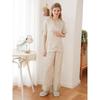2024 Summer Pajamas Women's Short Sleeve Pants Tribute Satin Cotton Silk Placket Minimalist Floral Can Be Outerwear Homewear Suit