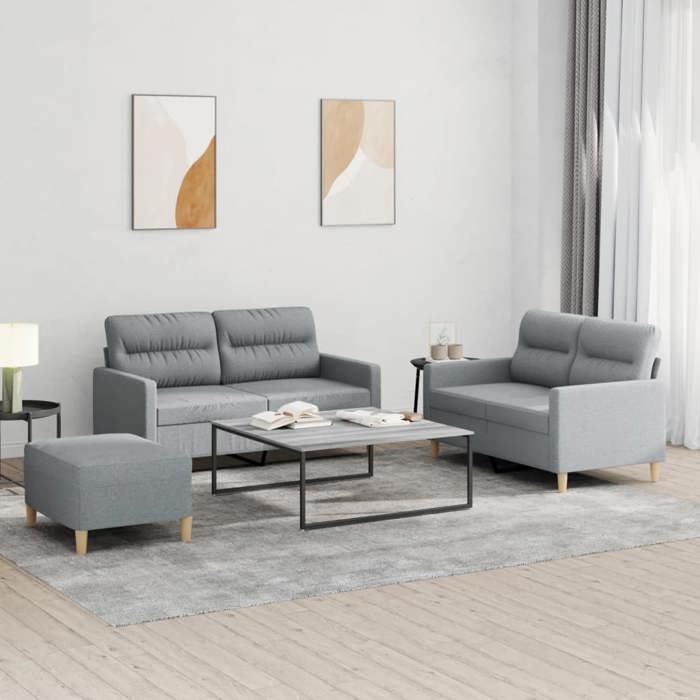 VidaXL Ensemble de Canapés avec Coussins 3 pcs, Canapés avec Accoudoirs, Ensemble de Meubles avec Repose-pieds Salon, 3201576