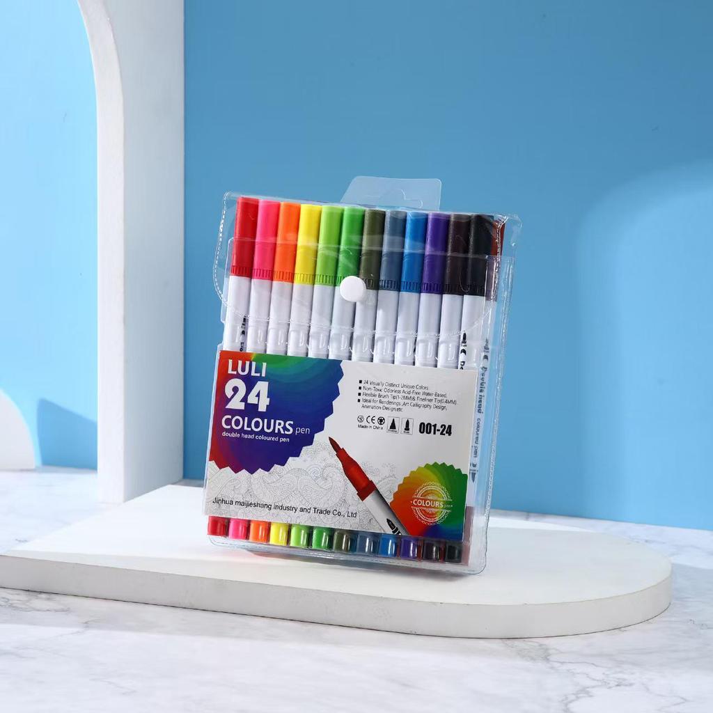 120-Color Double-Ended Watercolor Marker Set with Soft Tips & Fineliner for Students & Art Studio Use