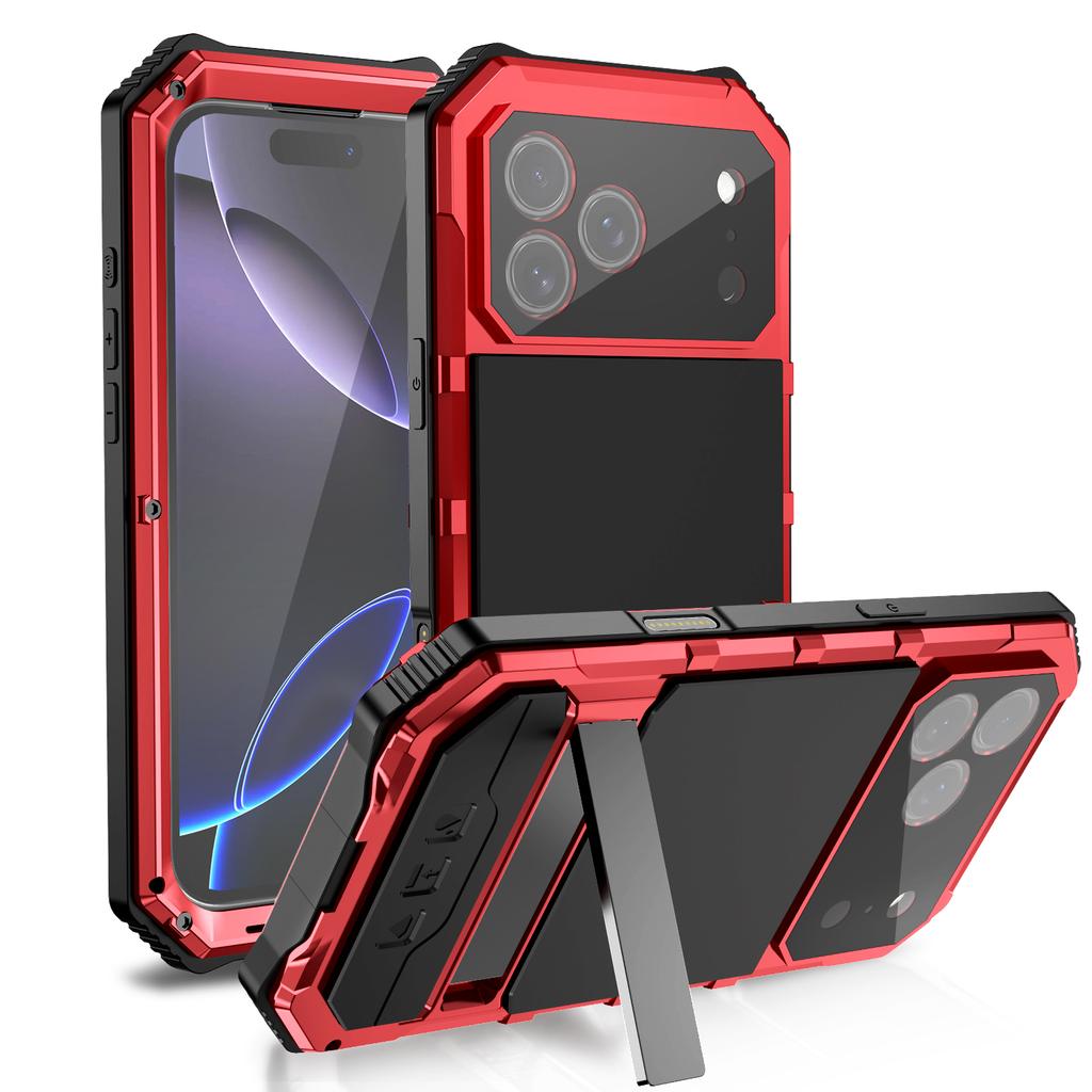 Case for IPhone Air 17 16e 16 Pro Max 15 Plus Shockproof Heavy-duty Sturdy Aluminum Metal Cover Tempered Glass Screen Protector