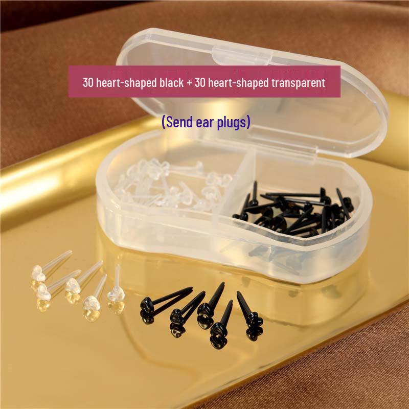 Transparent Ear Piercing Studs with Backs, 2-Compartment Box for Healing Women’s Earrings, Plastic Sticks