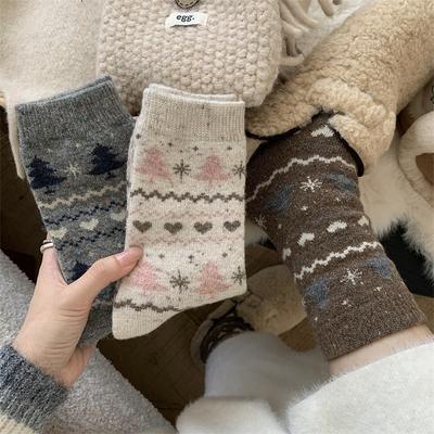 Christmas Tree Winter Thickened Socks To Keep Warm Wool Medium Tube Socks Ideas Xiaohongshu Same Stacking Socks Women'S Socks