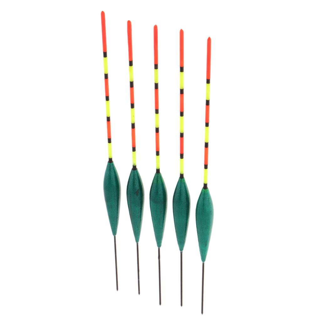 5pcs Freshwater Fishing Buoy Plastic Wood Fishing Floats Slip Bobber Floats Replacement Tackles for Sea/Rock Ice Fishing