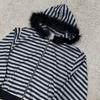 Europäische und amerikanische Streetfashion Herbst und Winter lässiges gestreiftes lockeres warmes Sweatshirt mit Pelzkragen und Reißverschlusskapuze für Männer und Frauen