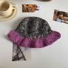 Warm and Cold Hat Versatile Wool Hat Winter Big Head Circumference Women's Face Small Colorful Striped Fisherman Hat Small Flower Pile Hat