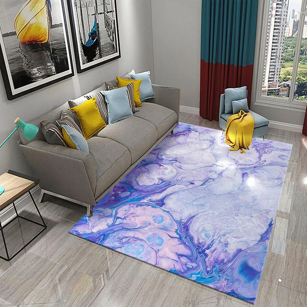 Dark Green Marbling Carpet Abstract Marble Pattern Rug Golden  Stone Texture Rectangle Area Rugs Living Room Bedroom Decor Mats