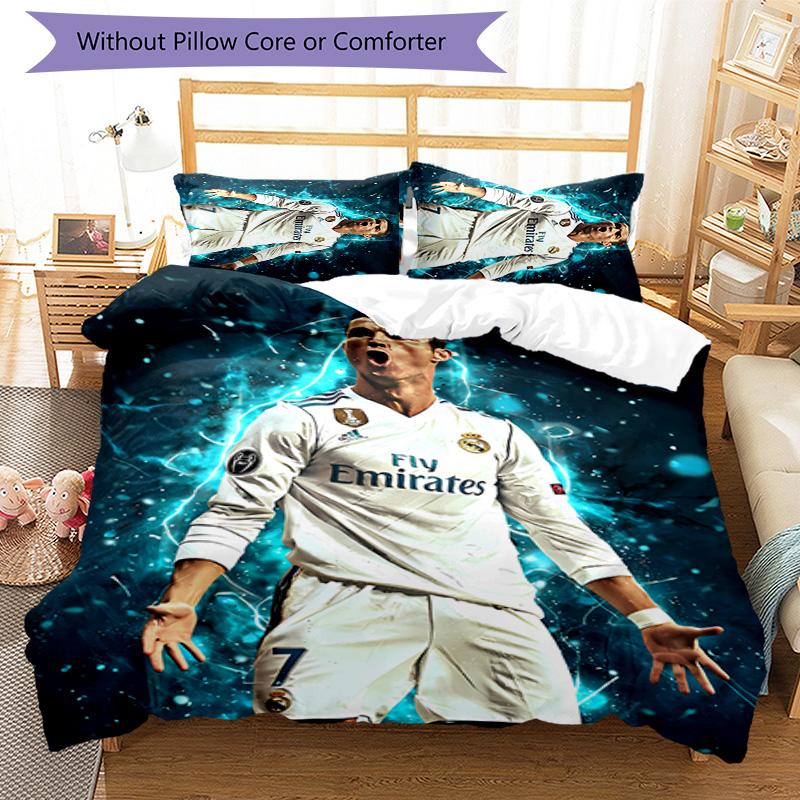 Set di biancheria da letto con motivo Cristiano Ronaldo da 3 pezzi, set copripiumino include copripiumino e federe, decorazione perfetta per la camera da letto in ogni stagione e regalo
