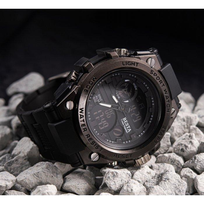 Men's Sports Tactical Watch Besta Tattoo Black with Stopwatch and Alarm Clock
