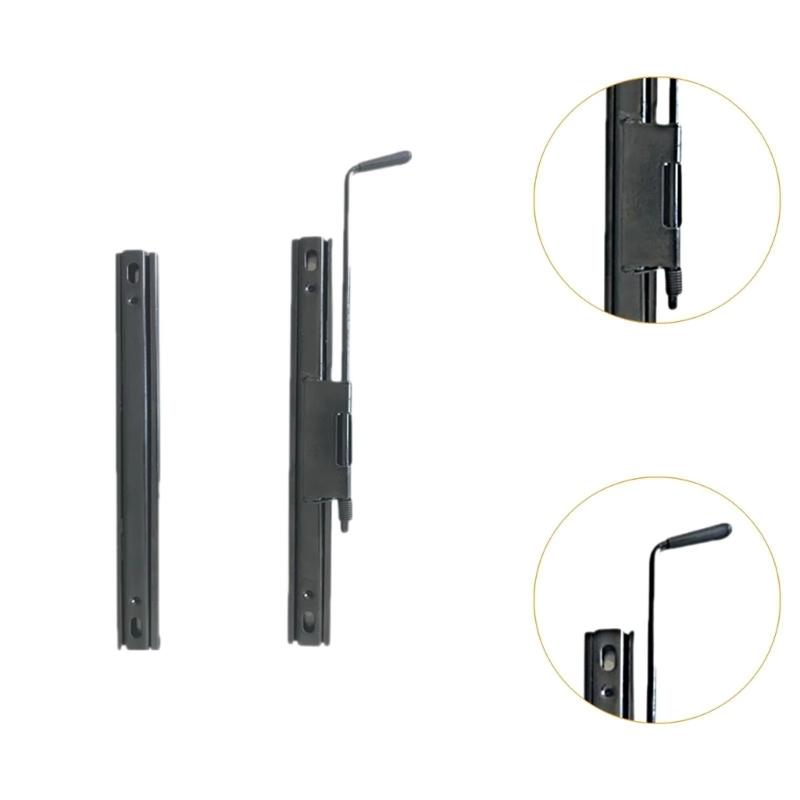 Vehicle Seat Adjustment Rail Assembly, Two Black Metal Slide Rails with Release Handle for Replacing a Worn Seat Sliding Mechanism