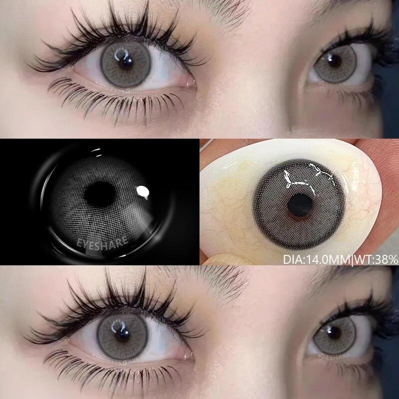 AMARA 1Pair Colored Contact Lenses for Eyes Brown Pupis OMG Series Gray Eye Lenses Yearly Fashion Lenses Cosmetic Eye Contacts