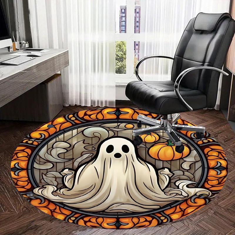 1pc Office Carpet Chair Mats Halloween Ghost Stained Glass Perfect for Decorating Office Chairs, Living Rooms, Or Bedrooms.YDT037