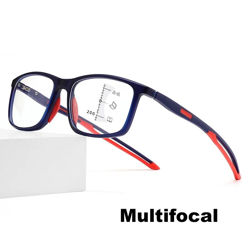 Trendy Sports Reading Glasses Unisex Fashion TR90 Progressive Multifocal Glasses Men Women Retro Near Far Eyewear +1.0 To+4.0