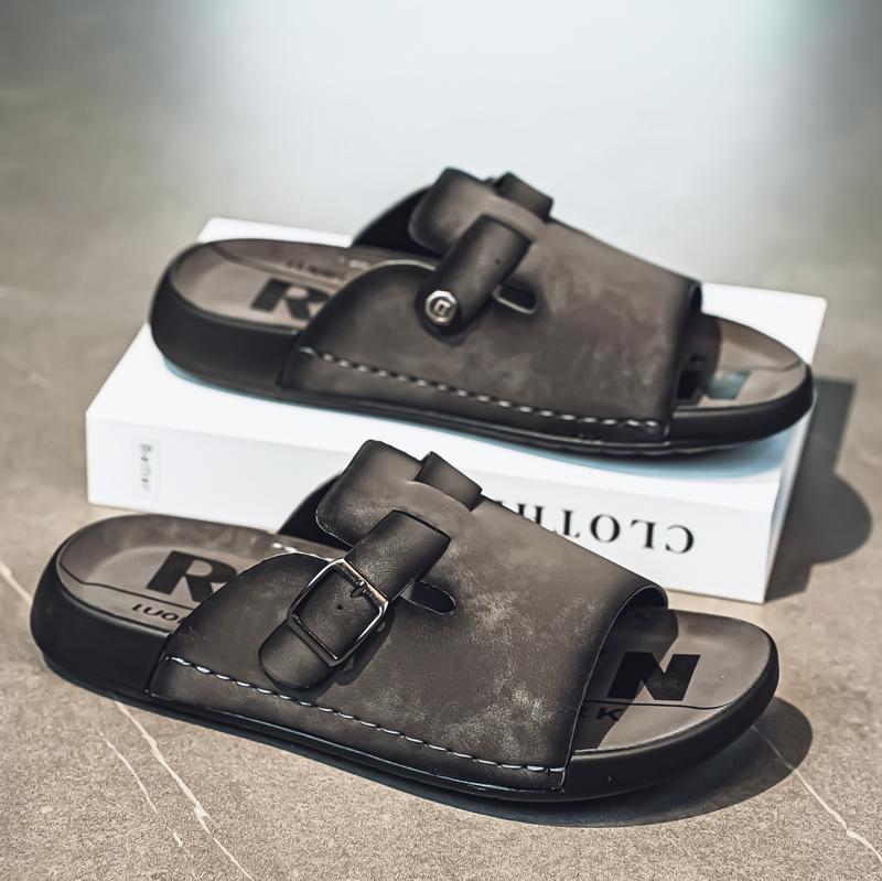 

Модные летние повседневные мужские шлепанцы, трендовые персонализированные и удобные стили, сандалии для отдыха, пляжа, дышащие, универсальные для повседневной носки 44 серый