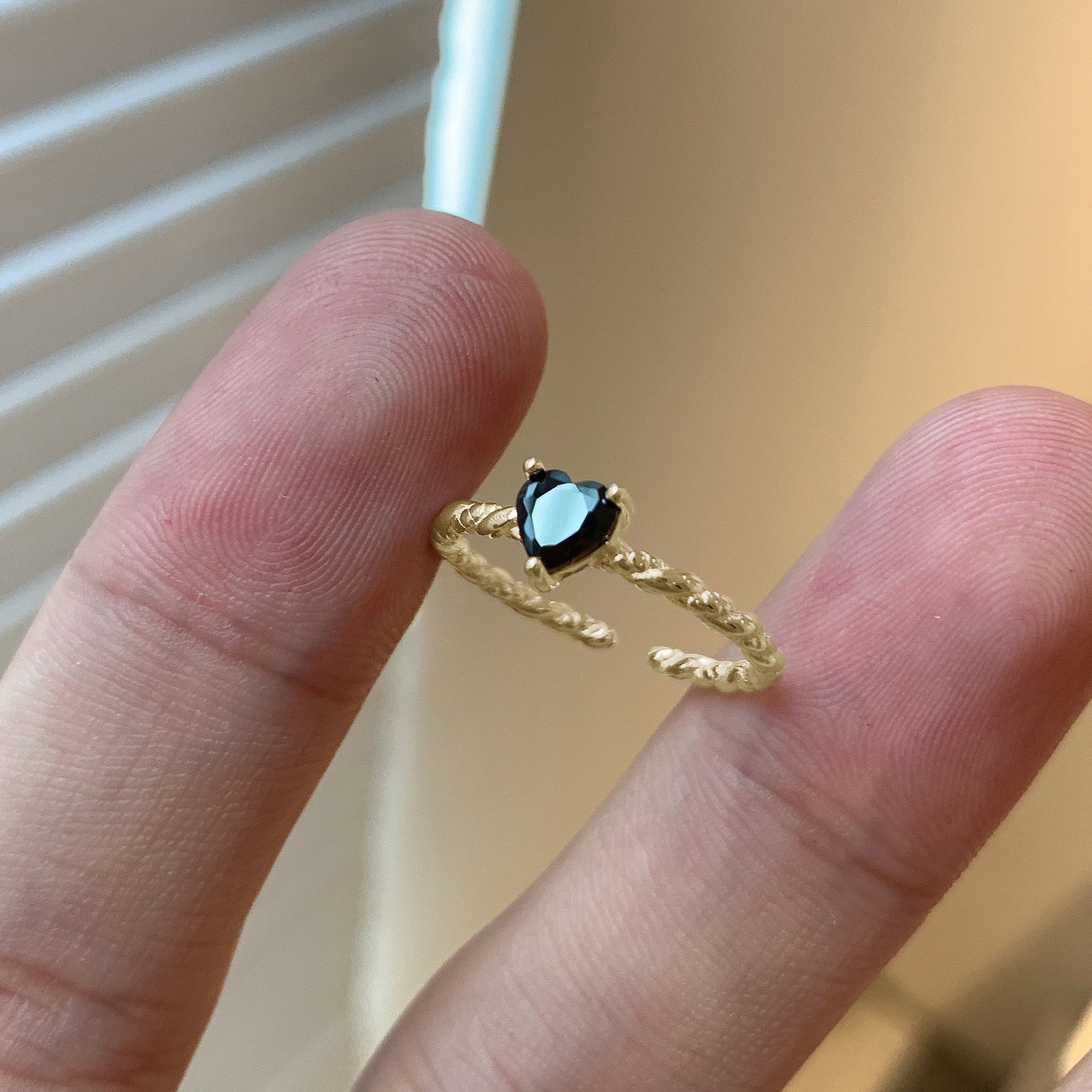 

Black Zircon Love Twist Ring Niche Design Light Luxury Fashion Personality Cold Wind Trendy Elegant Women s Finger Ring