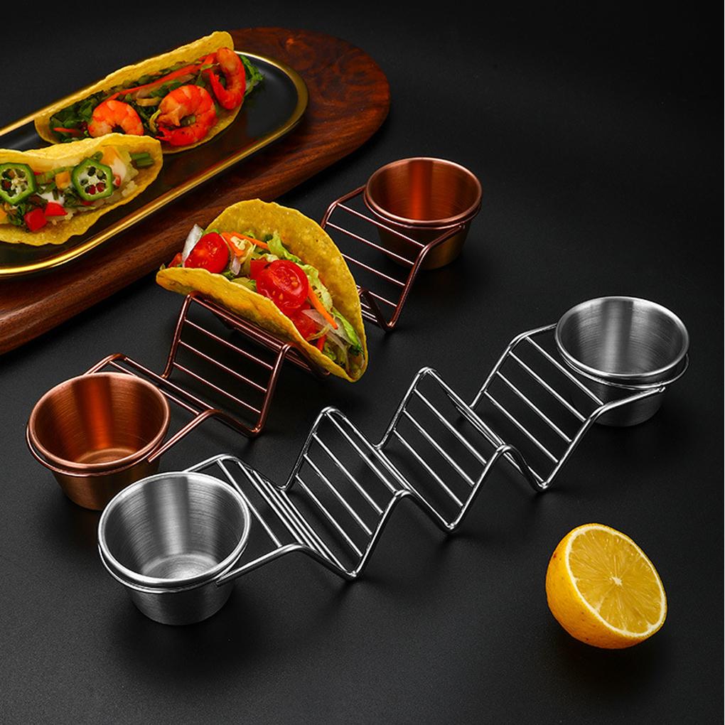 2set Taco Holder Stand With Spoon Salad Cup Rustproof Rack For Kitchen Restaurant Taco Holder Stands