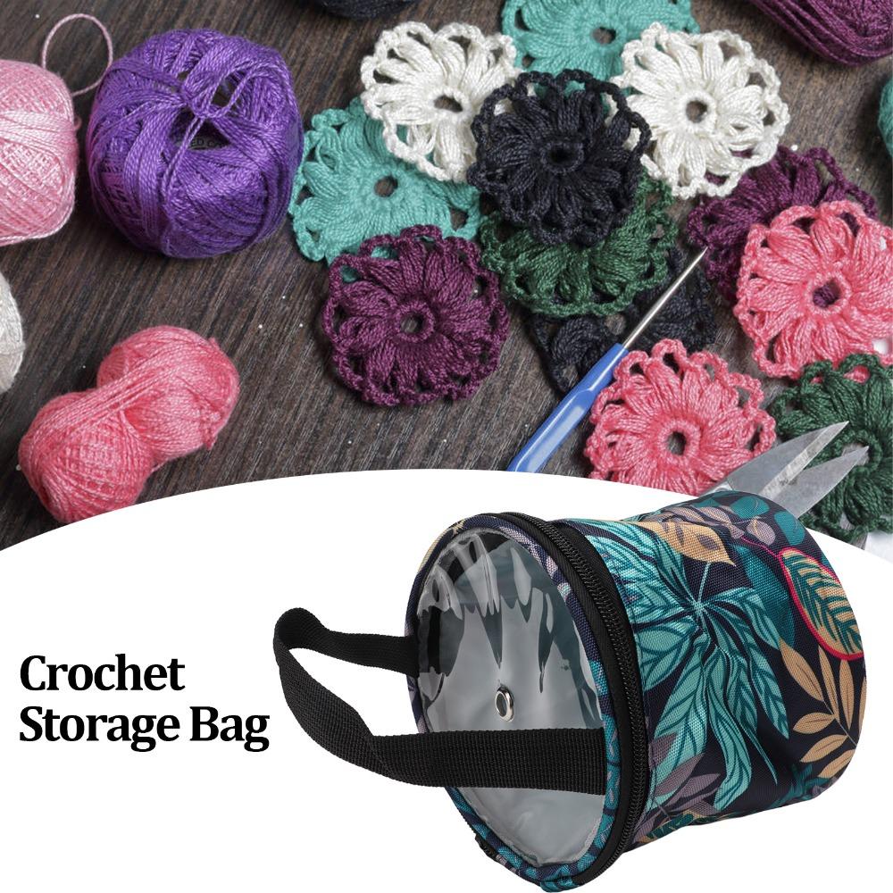 Oxford Fabric Yarn Storage Cylinder Type Knitting Tote Durable Yarn Organizer For Travel