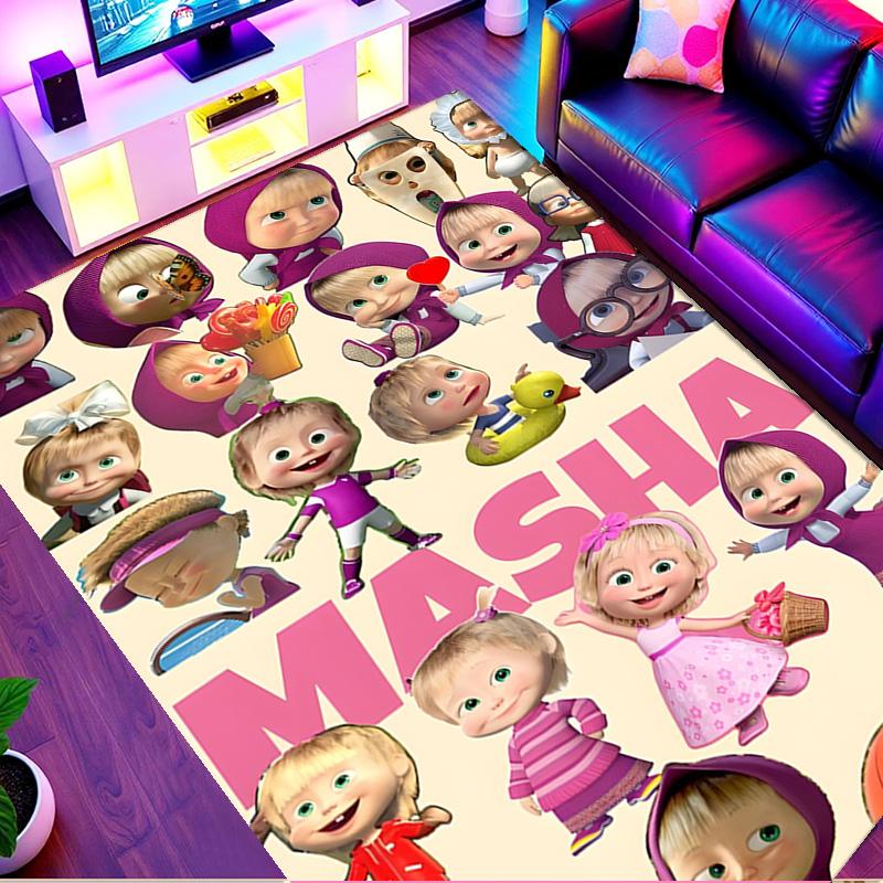 Masha and The Bear Print Rug, Washable Floor Carpet, For Entryway Dorm Laundry Room Office Study, Home Decor Birthday Christmas Gift