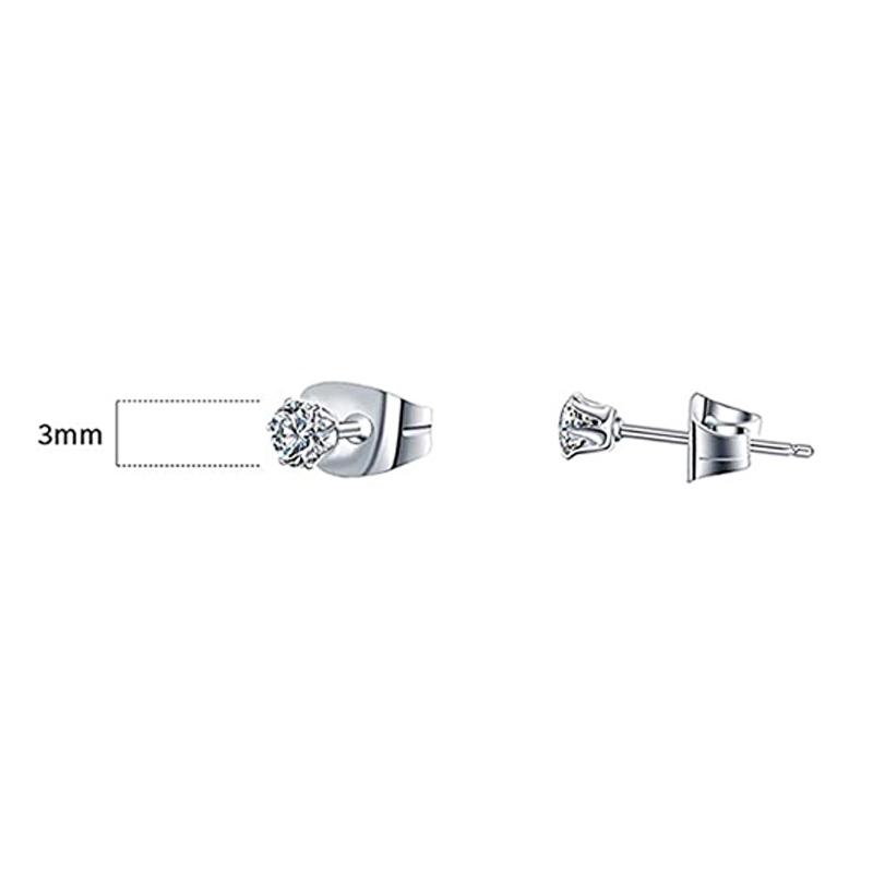 Minimalist Crystal Cubic Zirconia Stud Earrings for Women/Men 6 Claws Design Fashion Earrings Silver Color Hot Jewelry