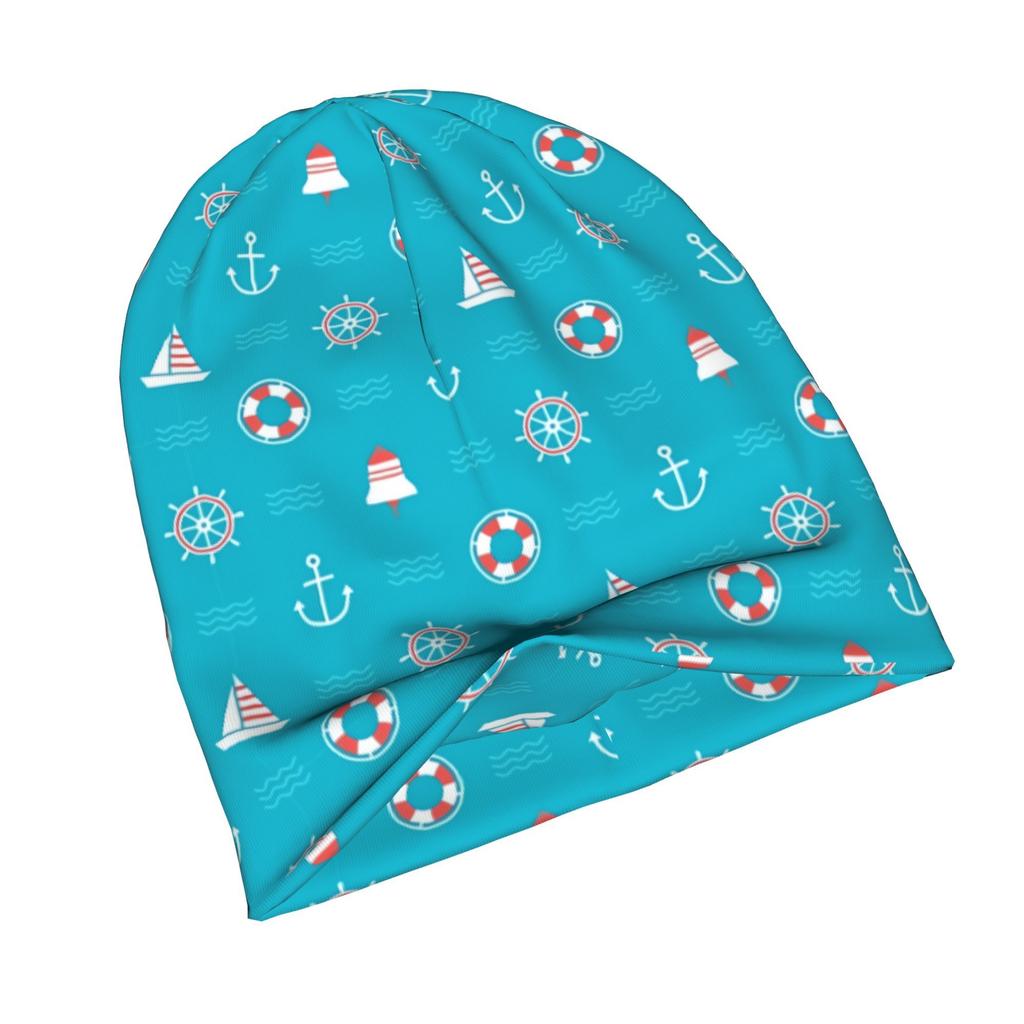 ZLIENSZUS Adult Nautical Yacht Print Beanie Hat - Yacht-Themed Suitable for Layered Outfits, Coffee Walks & Creative Spaces, Urban Style for &, Nautic